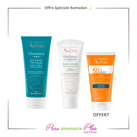  COFFRET AVENE CLEANANCE GEL 200ML+ HYDRANCE UV LEGER SPF30+ FLUIDE ULTRA LEGER SPF50+ 50ML OFFERT 