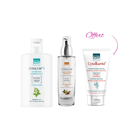  CYTOL NAT CYTOLCAP S SHAMP SEBOREDUCTEUR 200ML+CYTOLNAT CYTOLCAP SERUM 50 ML+ CYTOLNAT CYTOLKARITE - MASQUE DE SOIN CAPILLAIRE 150ML OFFERT  