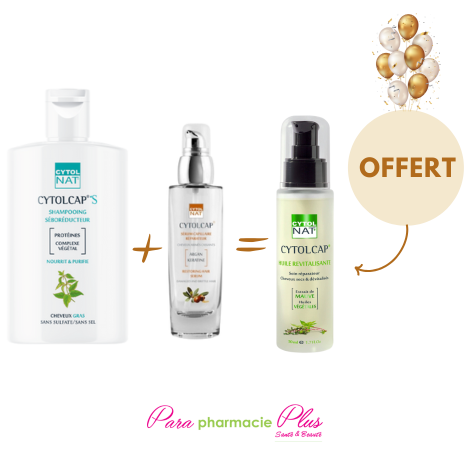  CYTOL NAT CYTOLCAP S SHAMP SEBOREDUCTEUR 200ML+CYTOLNAT CYTOLCAP SERUM 50 ML+CYTOLCAP HUILE REVITALISANTE 50ML OFFERT  