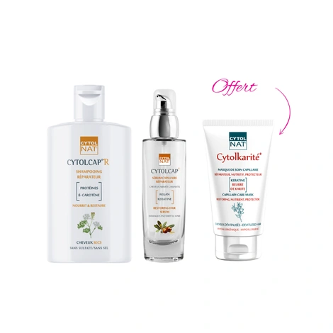  CYTOLNAT CYTOLCAP R SHAMP REPARATUER 200ML+CYTOLNAT CYTOLCAP SERUM 50 ML+ CYTOL KARITE MASQUE KATITE OFFERT 