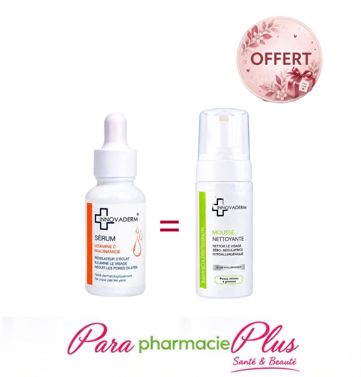  INNOVADERM SERUM VIT C+ NIACINAMIDE 30ML+ MOUSSE NETTOYENTE OFFERT