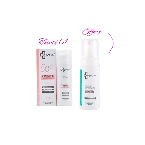  INNOVADERM SKIN WHITE ECRAN IVORY 01 +MOUSSE NETTOYANTE OFFERTE 150ML 