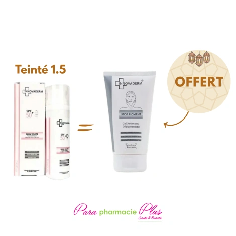  INNOVADERM SKIN WHITE ECRAN TEITE 1.5 30ML+INNOVADERM STOP PIGMENT GEL NETTOYANT 150ML  OFFERT  