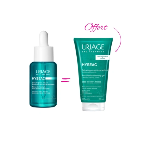  URIAGE HYSEAC SERUM BOOSTER ANTI IMPERFECTIONS 30ML + GEL  NETTOYANT HYSEAC 50ML OFFERT  