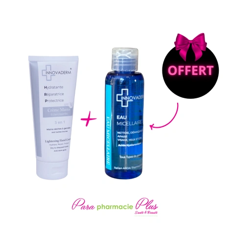  INNOVADERM CREME ECLAIRCISSANTE MAINS SPF30 100ML+INNOVADERM EAU MICELLAIRE 75ML OFFERTE  