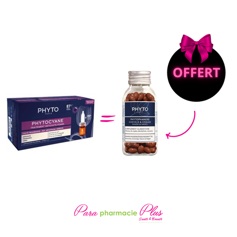  PHYTO PHYTOCYANE TRAITEMENT ANTI-CHUTE PROGRESSIVE FEMME 12*5ML+PHYTOPHANERE 120 CAPSULES OFFERT 