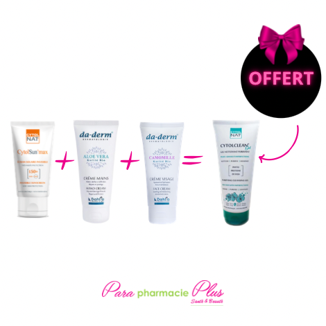  CTYOLSUN INVISIBLE  ECRAN + DADERM CREME MAIN +DADERM CREME VISAGE +CYTOLCLEAN GEL OFFERT 