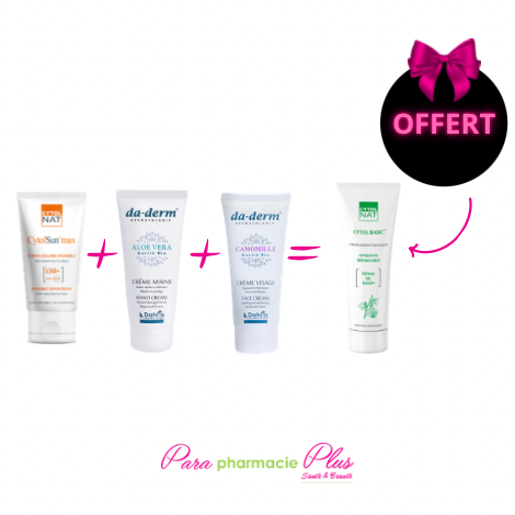  CTYOLSUN INVISIBLE  ECRAN + DADERM CREME MAIN +DADERM CREME VISAGE + CYTOLNAT BASIC CREME 50ML OFFERT 