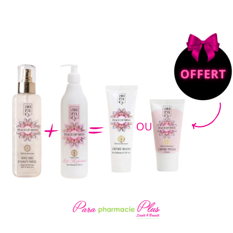  AURACY PEACE OF MIND LAIT HYDRATANT VISAGE & CORPS + BRUME PARFUMEE PEACE OF MIND+ CREME MAINS ROSE INDIENNE OU CREME PIEDS OFFERTS  