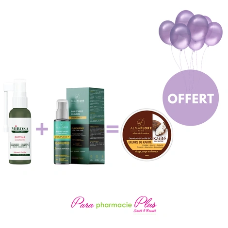  ALMAFLORE BAIN DE HUILE 100 ML + MIROSA BIOTINA SERUM ANTI CHUTE 50ML+ALMAFLORE GEL ALOE VERA 90ML OFFERT  