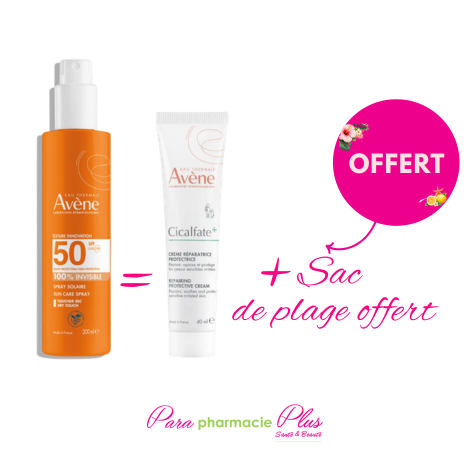   AVENE COFFRET: SPRAY ADULTE 50+ 200ML + AVENE CICALFATE + CREME 40ML + SAC DE PLAGE OFFERT 