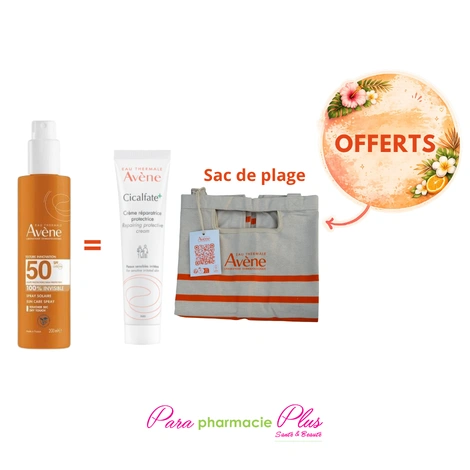  AVENE COFFRET: SPRAY ADULTE 50+ 200ML + AVENE CICALFATE + CREME 40ML + SAC DE PLAGE OFFERT
