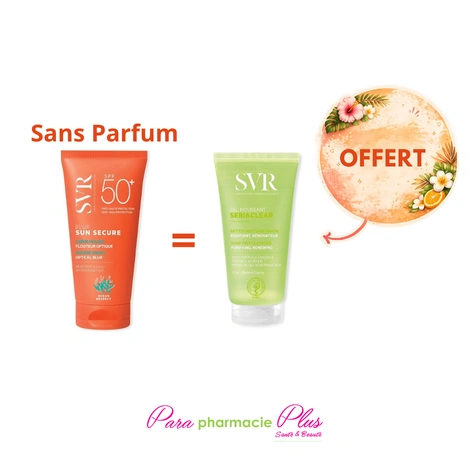  SVR SUN SECURE BLUR SANS PARFUM SPF50+ 50ML + SVR SEBIACLEAR GEL MOUSSANT 55ML OFFERT