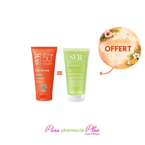  SVR SUN SECURE CREME SPF 50 + 50 ML + SVR SEBIACLEAR GEL MOUSSANT 55ML OFFERT