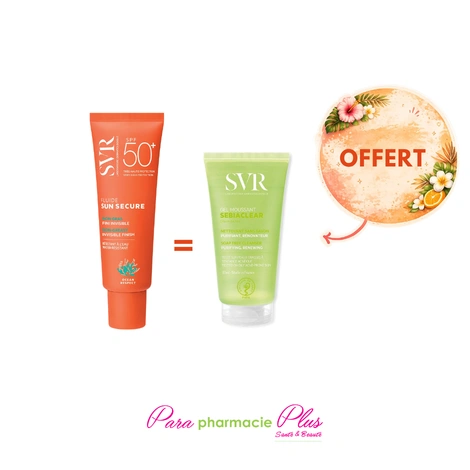  SVR SUN SECURE FLUIDE INVISIBLE 50ML + SVR SEBIACLEAR GEL MOUSSANT 55ML OFFERT