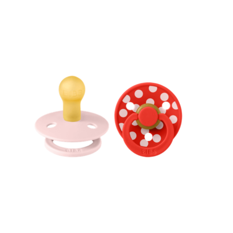  BIBS STUDIO COLOUR – LOT DE 2 SUCETTES TAILLE 1 – POLKA / BLOSSOM / CANDY APPLE (0 À 6 MOIS)