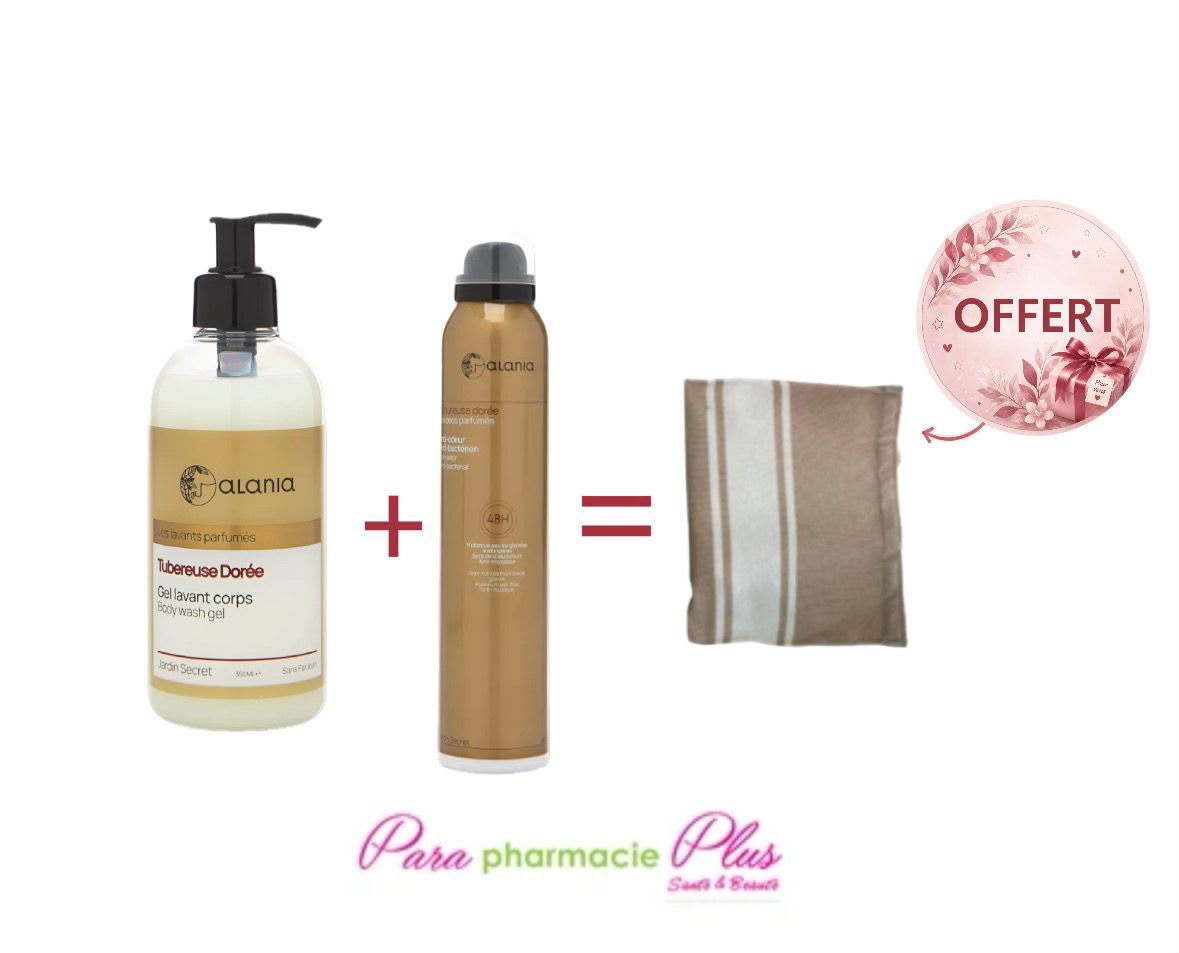 ALANIA PACK TUBÉREUSE DORÉE : GEL LAVANT CORPS 350 ML + DÉODORANT PARFUMÉ SPRAY 200 ML