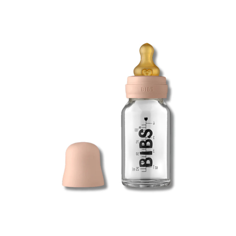  BIBS BIBERON EN VERRE 110 ML AVEC TÉTINE DÉBIT LENT ROSE