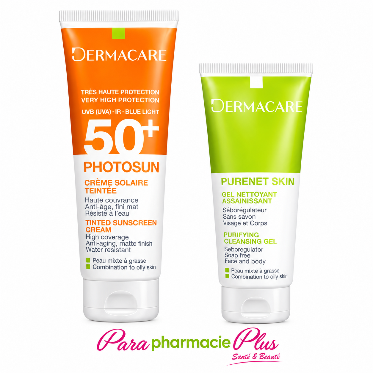  DERMACARE PHOTOSUN PEAU GRASSE TEINTE SPF50+ + GEL NETTOYANT