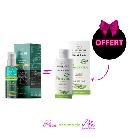  ALMAFLORE BAIN DE HUILE 100 ML + ALMAFLORE GEL ALOE VERA 90ML OFFERT  