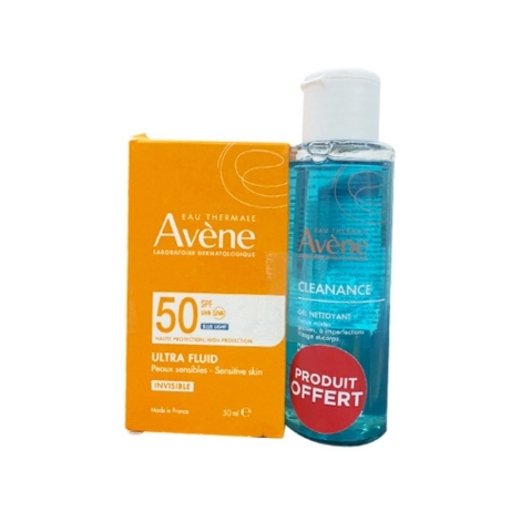 avene coffret ecran ultra fluide invisible + cleanance gel 100ml offert