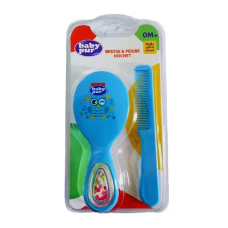  baby pur brosse et peigne hochet 0m+