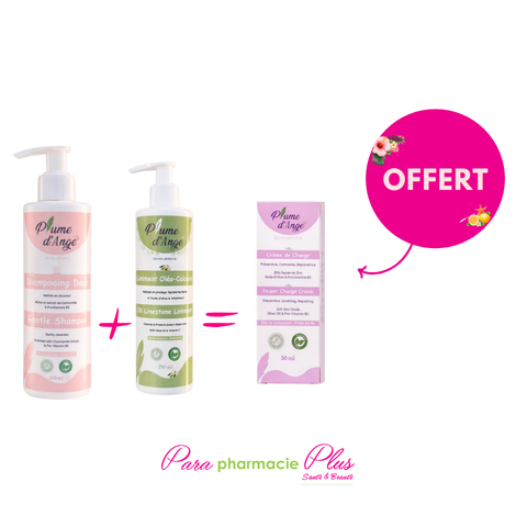  PLUME D'ANGE COFFRET: SHAMP DOUX 250ML + LINEMENT OLEO-CALCAIRE 250ML + CREME DE CHANGE 50ML OFFERTE 