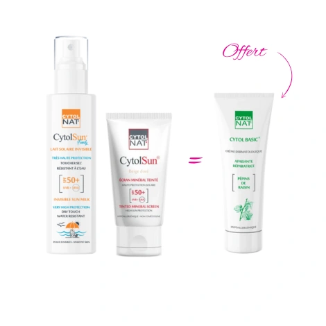  cytolnat cytolsun family 200ml+ cytolsun teintée 50ml+ creme basic offert