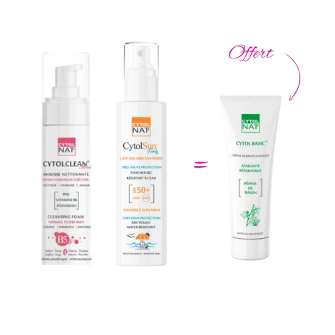  cytolnat cytolsun family lait solaire 200ml+ mousse nettoyante 150ml+ cytolbasic 50ml offert
