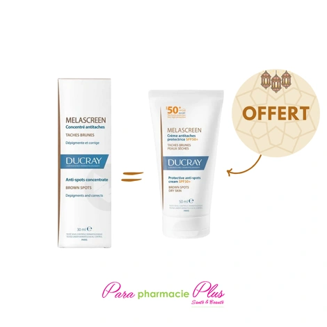  DUCRAY MELASCREEN CONCENTRE ANTI TACHES + MELASCREEN CREME ANI TECHES PROTECTRICE SPF 50 OFFERT  