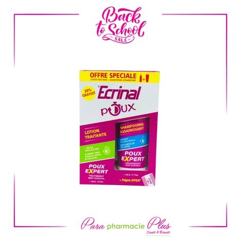  ecrinal pack anti poux lotion+ shampooing+ peigne offert