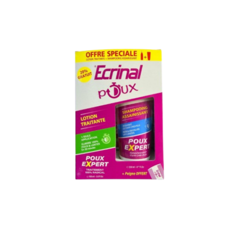  ecrinal pack anti poux lotion+ shampooing+ peigne offert
