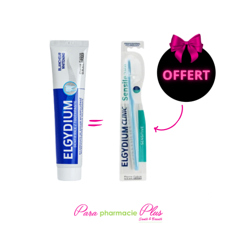  ELGYDIUM DENTIFRICE BLANCHEUR + ELGYDIUM BROSSE A DENT OFFERT  