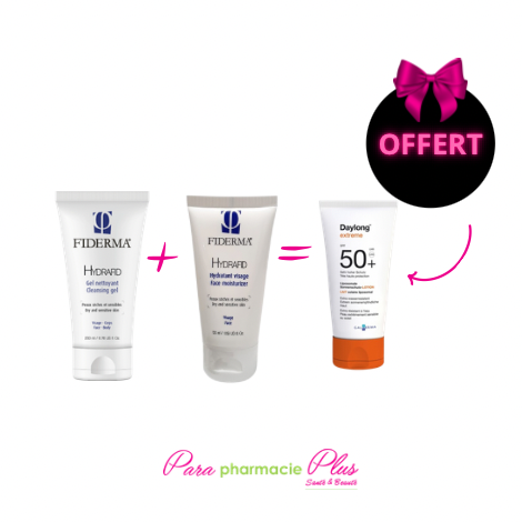  FIDERMA PACK HYDRAFID GEL NETTOYANT 200ML+HYDRAFID CREME HYDRATANTE +DAYLONG EXTREME 50ML OFFERT 
