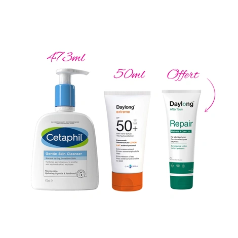  CETAPHIL LOTION NETTOYANTE 473ML+DAYLONG EXTREME 50ML+DAYLONG REPAIR OFFERT