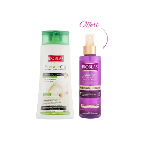  BIOBLAS SHAMPOING  A L' AIL 360ML +BIOBLAS COLLAGENE & KERATIN APRES -SHOMPOING 100 ML SPRAY OFFERT 