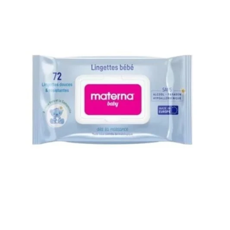  MATERNA BABY 72 LINGETTES BÉBÉ BLEU