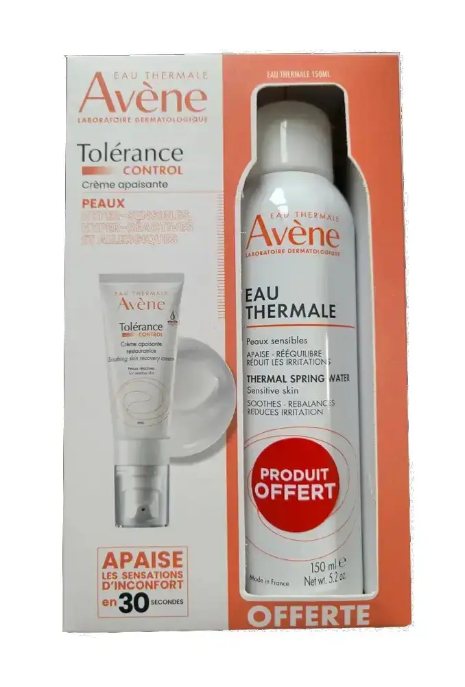 AVENE COFFRET TOLERANCE CONTROLE CREME 40ML +ETA150ML OFFERT  