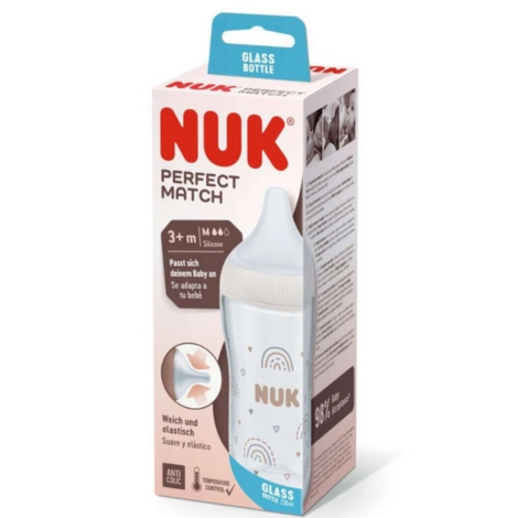  nuk perfect match biberon en verre 3m+ 230ml
