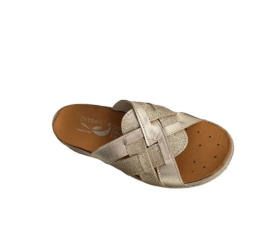  ORTHOLITE SABOT D'ETE FEMME LAME  BEIGE DORE 