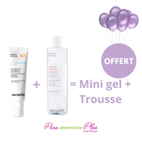  SENSILIS PHOTO CORRECTION ECRAN INVISIBLE 50ML + EAU MICELLAIRE 400ML + TROUSSE + MINI GEL OFFERT  