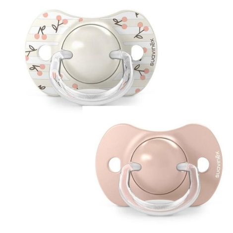  SUAVINEX LOT DE 2 SUCETTES SYMÉTRIQUES BIRDIES 0-6 MOIS – ROSE
