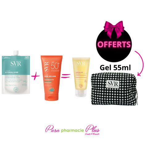  SVR PACK HYDRALIANE CREME 40ML+SVR ECRAN BLUR SUN SECURE+MINI GEL 55ML ET TROUSSE OFFERTE 