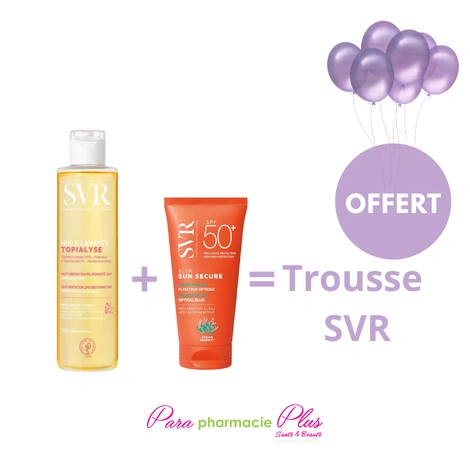  SVR PACK TOPIALYSE HUILE LAVANTE 200ML+SUN SECURE ECRAN+TROUSSE OFFERT 