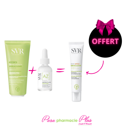  SVR SEBIACLEAR CREME LAVANTE 200ML +SVR SEBIACLEAR AZ AMPOULE FLASH 30ML+ SVR SEBIACLEAR CREME SPF50 