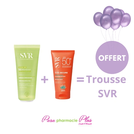  SVR SUN SECURE ECRAN + SVR SEBIACLEAR GEL MOUSSANT 200ML + TROUSSE SVRV OFFERTE  
